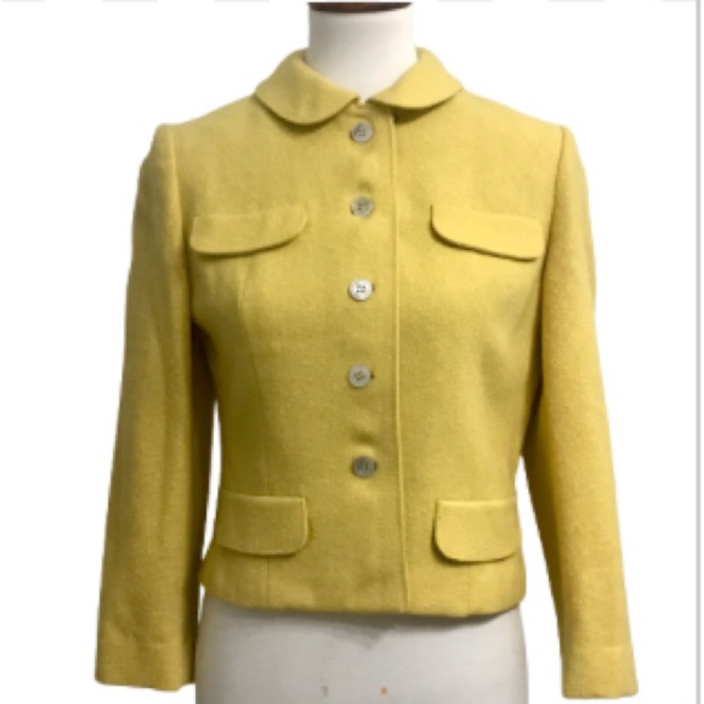 Vintage Young Cosmopolitan Gold Cropped Peter Pan Collar Silk Lined Blazer M
